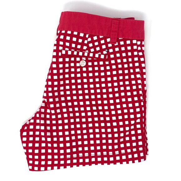 Tommy Hilfiger Red and White Squares Flat Front Cotton Women's Shorts Size 6 - Picture 5 of 8